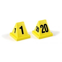 Cônes avec 4 faces numérotées n°1 à 20 - Jaune - le lot