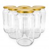 Bocal en verre transparent avec couvercle métal à vis - 1000 ml - lot de 10